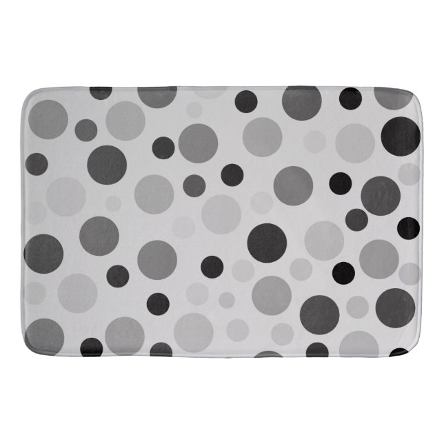 Svart och Grått Polka dots Badrumsmatta (Framsidan)