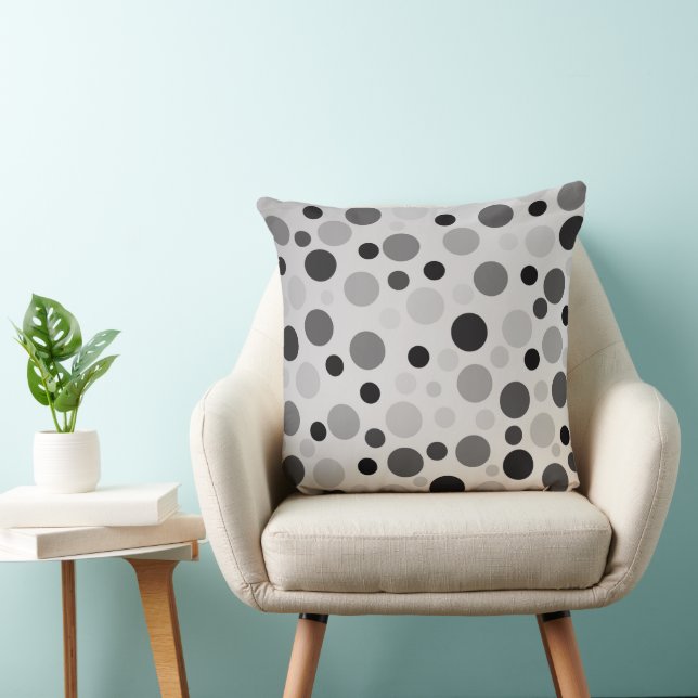 Svart och Grått Polka dots Kudde (Stol)