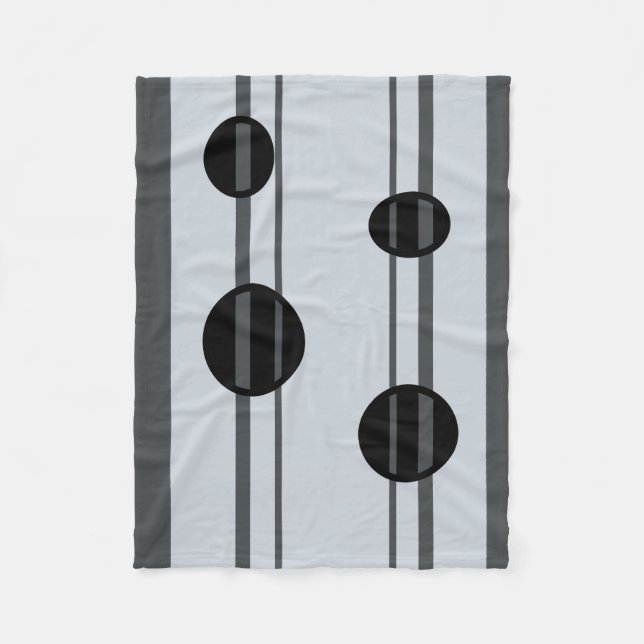 Svart- och grått-punkter och linjer fleecefilt (Framsidan)