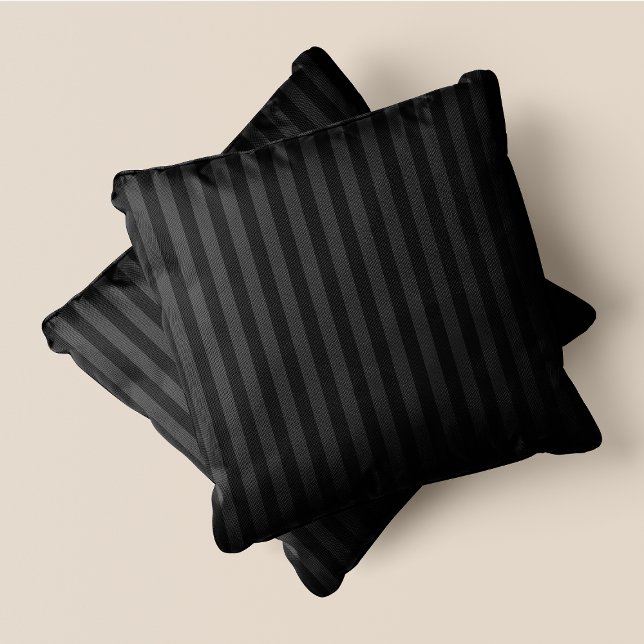 Svart och Grått Rand Kudde (Black & Grey Stripes Throw Pillow)