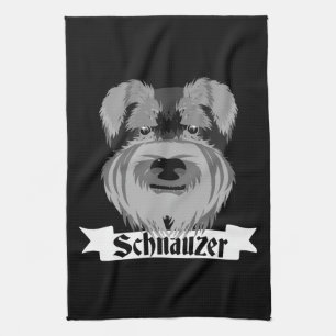Svart och Grått Schnauzer Kökshandduk