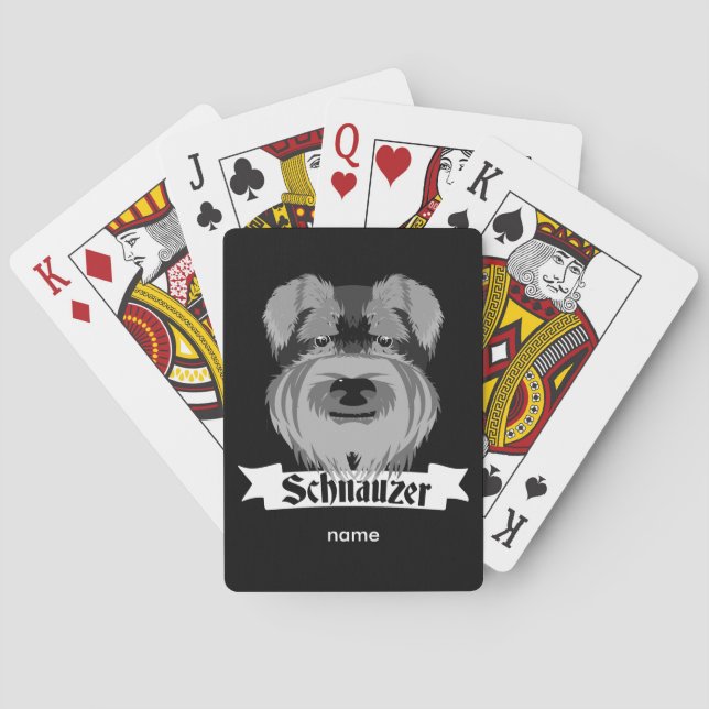 Svart och Grått Schnauzer Spel Kort (Baksidan)