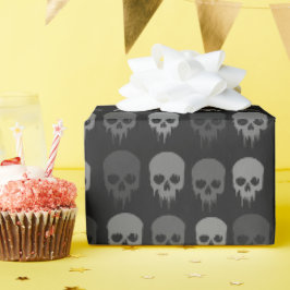 Svart och Grått Skull Skriv ut Papper radbrytning Presentpapper