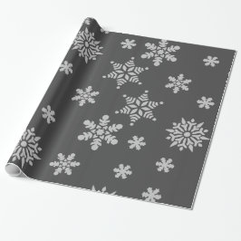 Svart och Grått Snowflake Helgdag Presentpapper