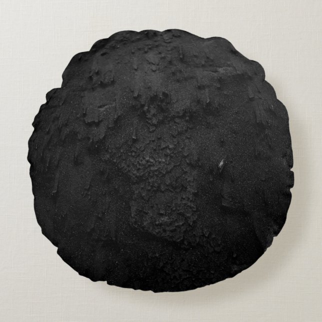 Svart och grått-stenfragment rund kudde (Framsidan)