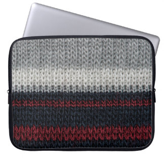 Svart och grått- stickade ull med röd och vit st laptop fodral