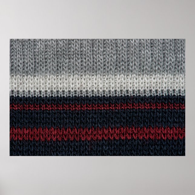 Svart och grått- stickade ull med röd och vit st poster (Framsidan)