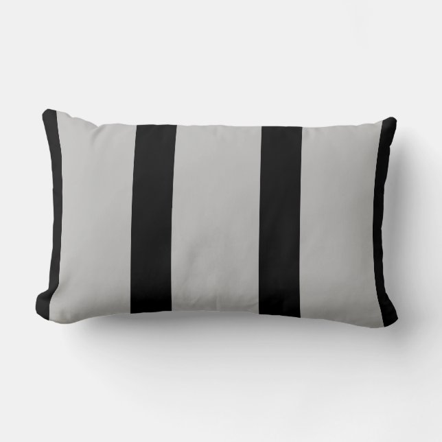 Svart och Grått-stripe Pillow Lumbarkudde (Framsida)