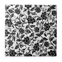 Svart och Grått Swirling Flowers