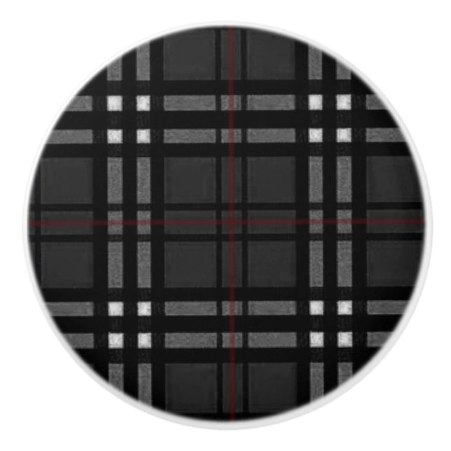 Svart och Grått Tartan mönster Knopp (Framsidan)