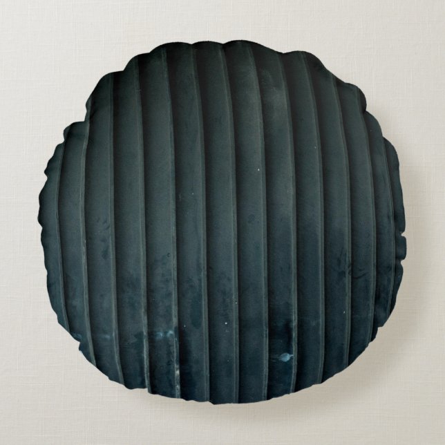 Svart och grått-trädörr rund kudde (Framsidan)