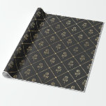 Svart och Grått-Vintage, Blommigt Presentpapper<br><div class="desc">Grått och svart paris vintage blomma mönster som omsluter pappert.</div>