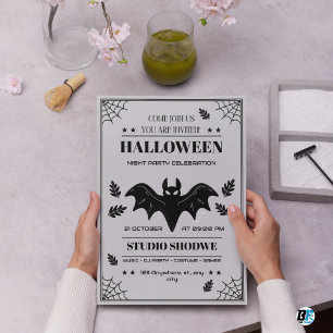 Svart och Grått Vintage Halloween fest Firande Inbjudningar