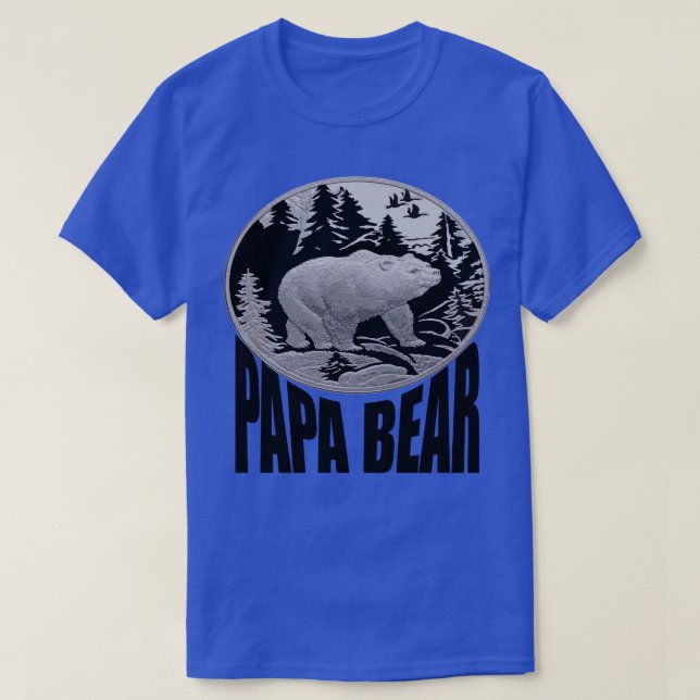 Svart och Grått Woodland Pappa Bear 1 T Shirt (Design framsida)