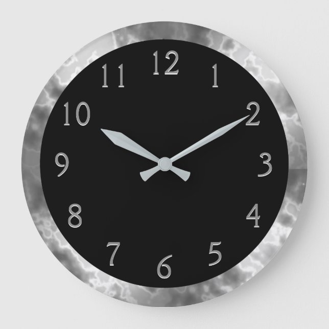 Svart- och gråttmarmor stor klocka (Framsida)