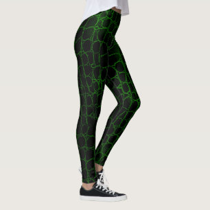 Svart och grön alligator leggings