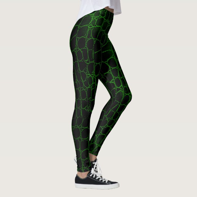 Svart och grön alligator leggings (Höger)