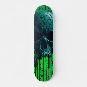 Svart och grön datorkod Skalle #3 Mini Skateboard Bräda 18,5 Cm