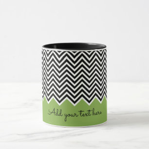Svart och grön Modern Chevron-Anpassningsbar Mugg
