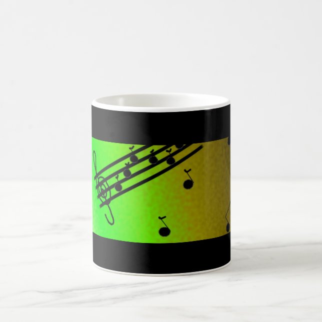 Svart och grön musikalisk design kaffemugg (Center)