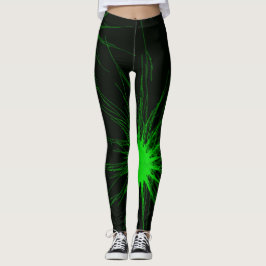 Svart och grön neondamasker leggings