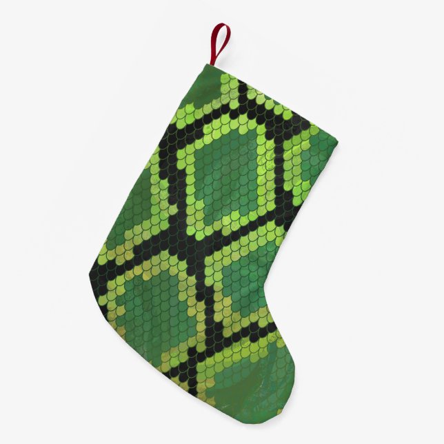 Svart och grön ormtryck liten julstrumpa (Framsidan (Hängande))