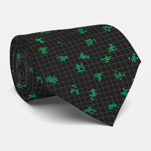 Svart och grön retro-pixlad matriskod slips