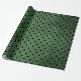 Svart och grön rustik pricktryck presentpapper