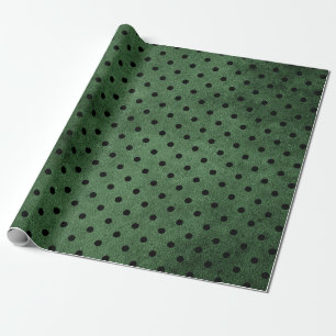 Svart och grön rustik pricktryck presentpapper
