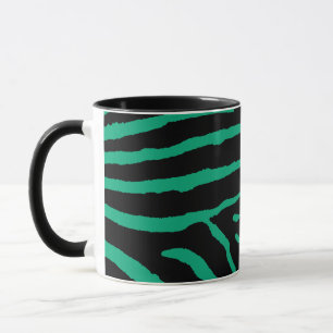 Svart och grön zebrarandig tryck mugg
