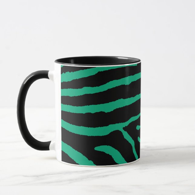 Svart och grön zebrarandig tryck mugg (Vänster)