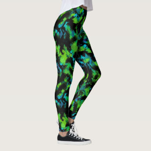 Svart och grönt abstrakt leggings