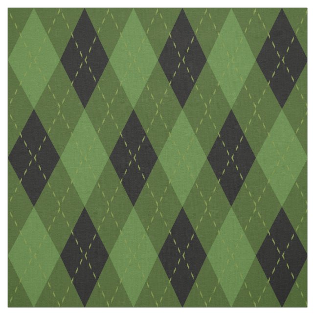 Svart och Grönt Argyle Mönster Tyg (Provkarta)