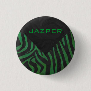 Svart och Grönt av Zebra Monogram Knapp