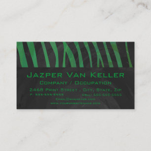 Svart och Grönt av Zebra Monogram Visitkort