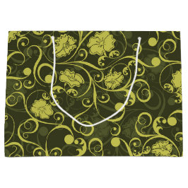 Svart och Grönt Blommönstret Illustrated