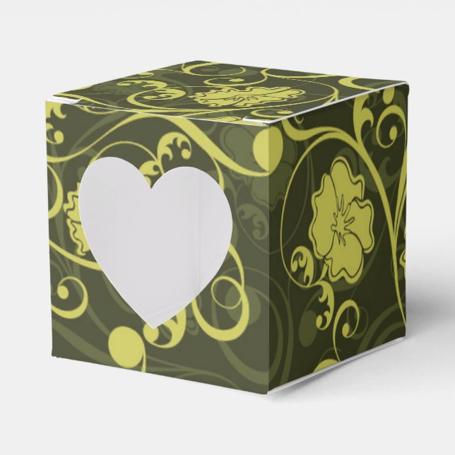 Svart och Grönt Blommönstret Illustrated Presentaskar (Framsidan Sidan)