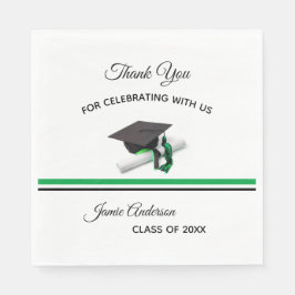 Svart och Grönt Cap & Tassel | STUDENTFEST Pappersservett