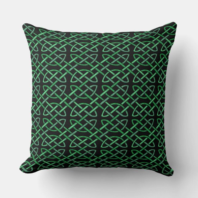Svart och Grönt Celtic Knot Mönster Dekorativ kudd Kudde (Framsida)