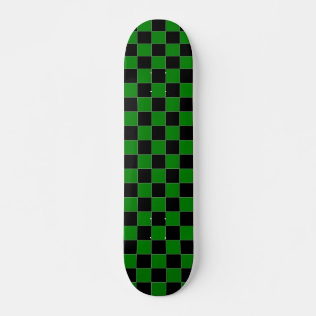 Svart och Grönt Checkboard Mini Skateboard Bräda 18,7 Cm (Framsida)