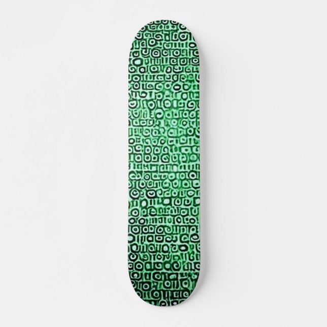 Svart och Grönt datorkod nr 1 Mini Skateboard Bräda 18,5 Cm (Framsida)