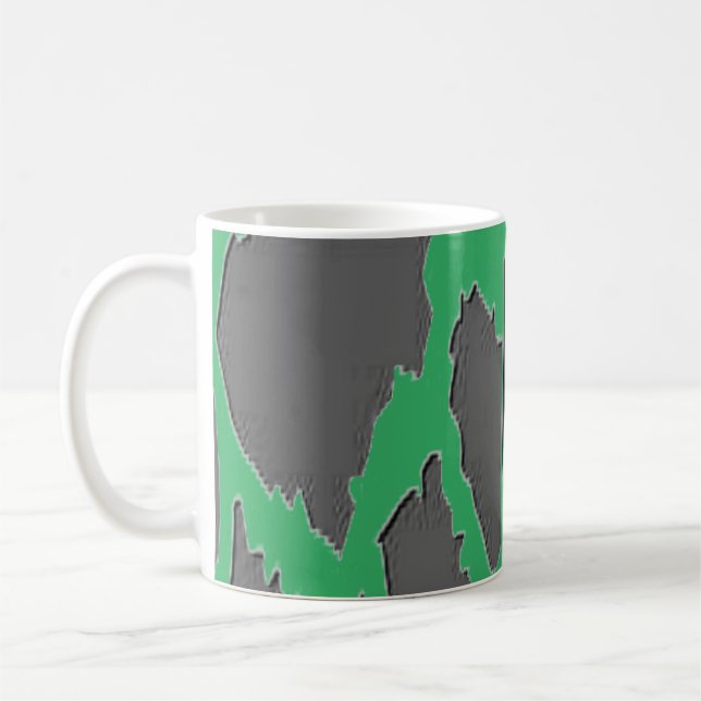 Svart och Grönt Djur, tryckt med kaffe av Zebra Ra Kaffemugg (Vänster)