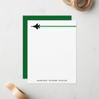 Svart och Grönt F-15 Personal Stationery Anteckningskort