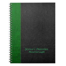 Svart och Grönt Faux Leather Struktur Anteckningsbok