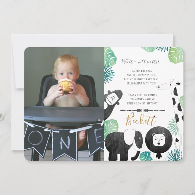 Svart och grönt fototackkort för Safari Tack Kort (Framsida)