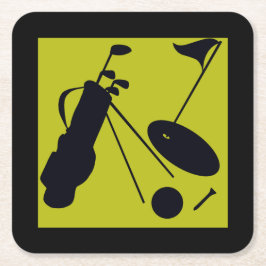 Svart och grönt golfartiklar underlägg papper kvadrat