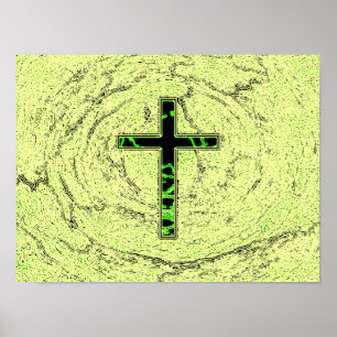 SVART OCH GRÖNT KOR MED MARBLE BAKGRUND POSTER