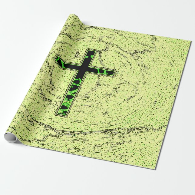 SVART OCH GRÖNT KOR MED MARBLE BAKGRUND PRESENTPAPPER (Utrullad)