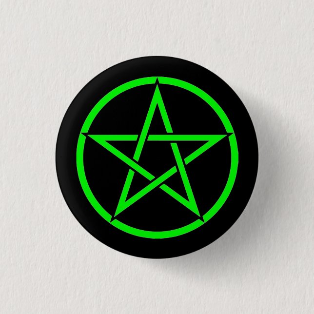 Svart och Grönt Pentacle Pentagram Button Badge Knapp (Framsida)