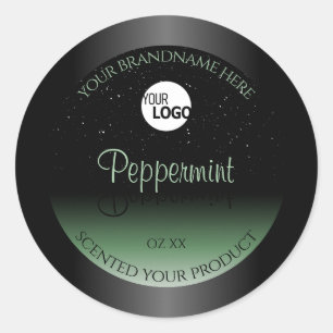 Svart och Grönt produktetiketter Mjuk Glitter Logo Runt Klistermärke